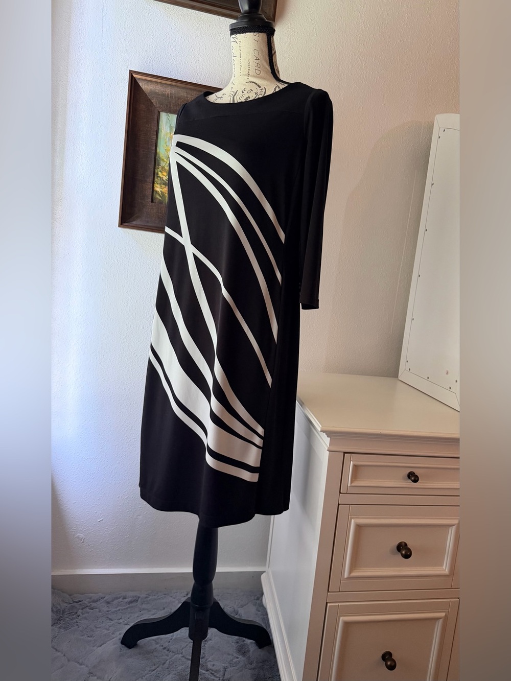 Chico's Black and White Graphic Midi Dress